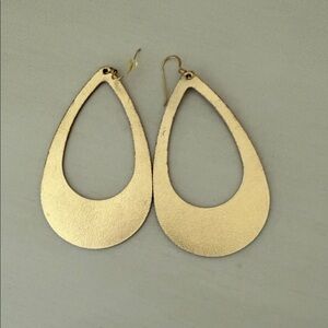 Nickel & Suede Gold OpenTeardrop Earrings